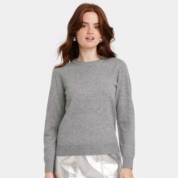 A New Day - Women's Fine Gauge Crewneck Sweater - Grey - Picture 2 of 4